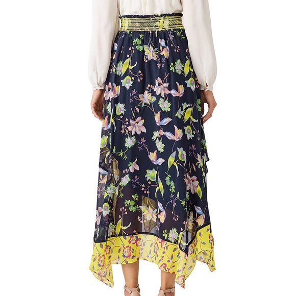 Tanya Taylor Esmee Asymmetrical Floral Silk Skirt - Picture 2 of 6